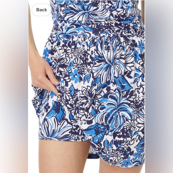 Lilly Pulitzer Blue Floral wyota skirted romper - Picture 3 of 7